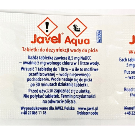 Tabletki do uzdatniania wody Javel