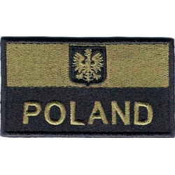 NASZYWKA Flaga Polski POLAND z GODŁEM 5x9cm rzep (59R)