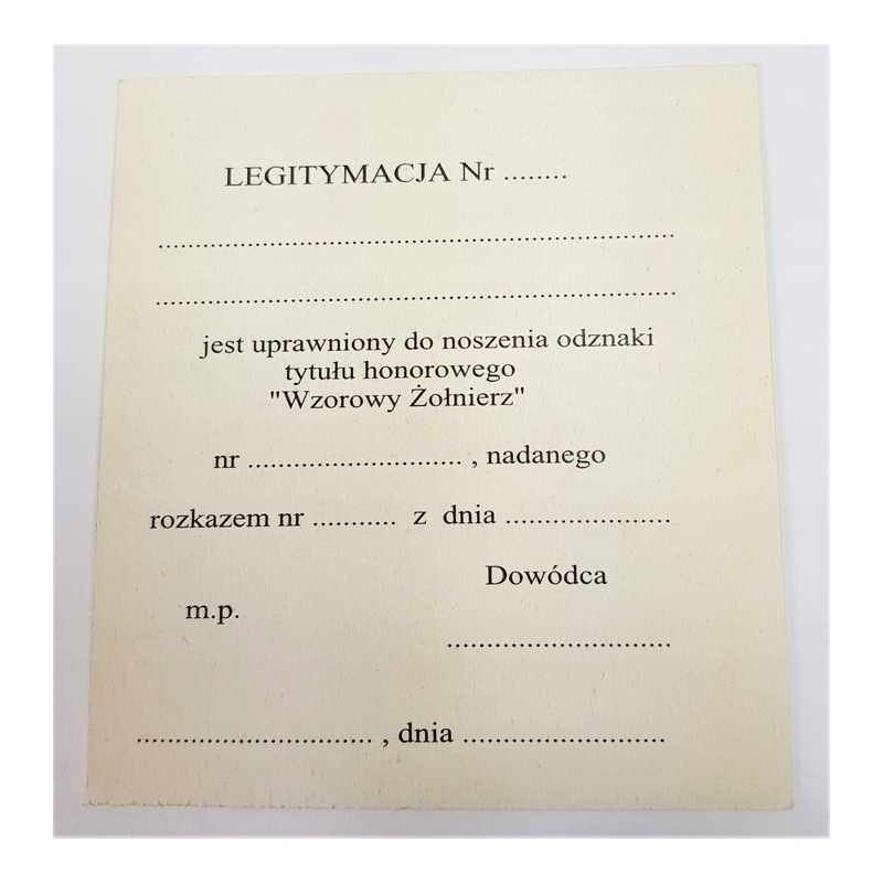 ODZNAKA Wzorowy żołnierz wzór 1999 z legitymacją - Sklep PGmilitaria.pl